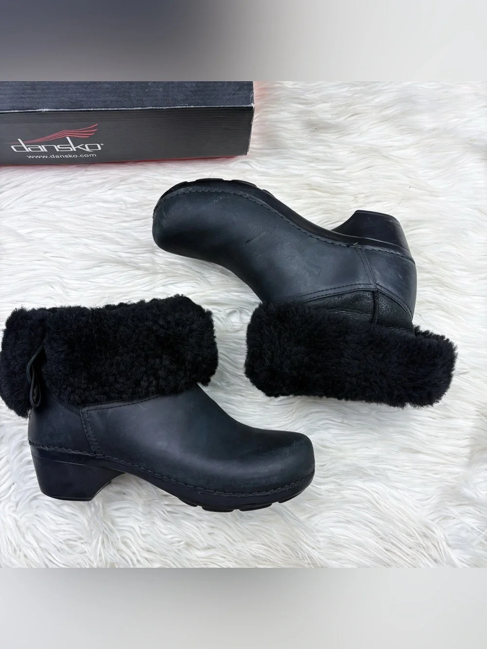 Dansko Stormy Shearling Sherpa Lined Oiled Nubuck Leather Winter Boots Black 39